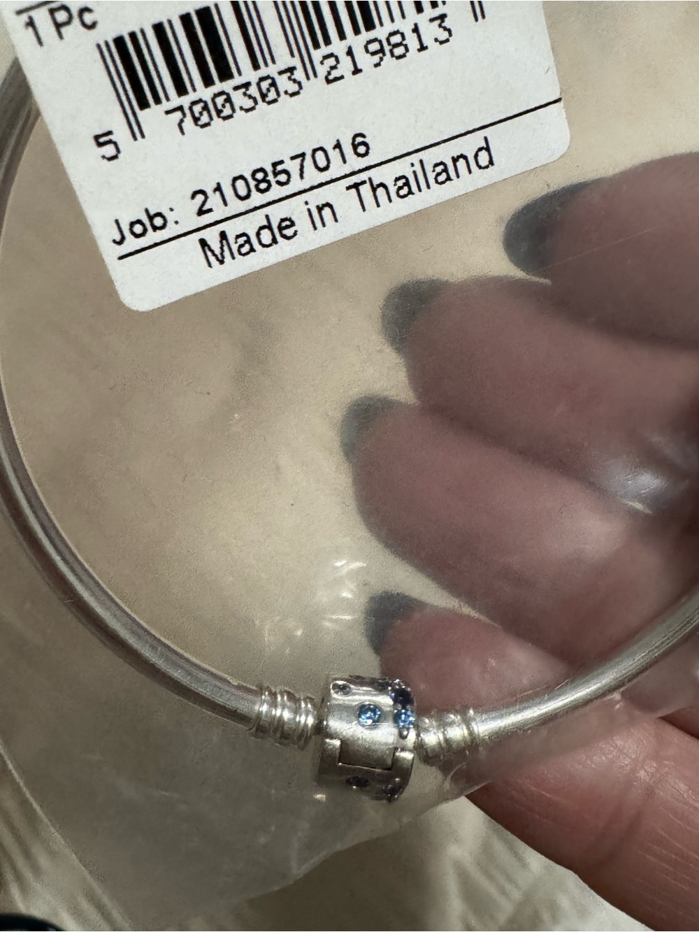 Pandora Silver Bangle Bracelet with Decorative Clasp - Picture 2 of 4